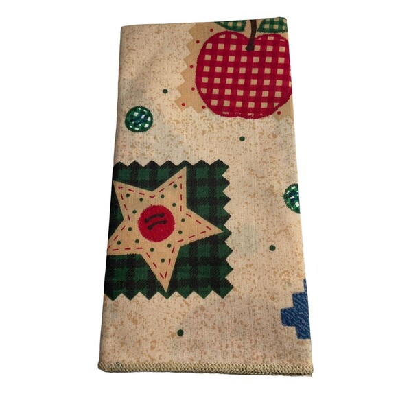 Vintage Napkins Country Button Heart Star Patchwork Gingham Apple Set Of 6 New - Picture 1 of 5